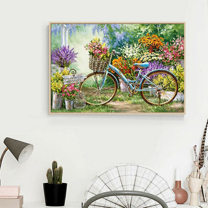 Frameless Painting By Numbers DIY Bicycle Hand Painted Canvas Oil Picture