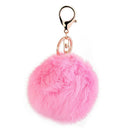 Artificial Rabbit Fur ball Pompon Keyring - Pink