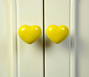 Heart Shaped Ceramic Door Drawer Bin Handle Pull Knob Hardware Yellow 38mm S
