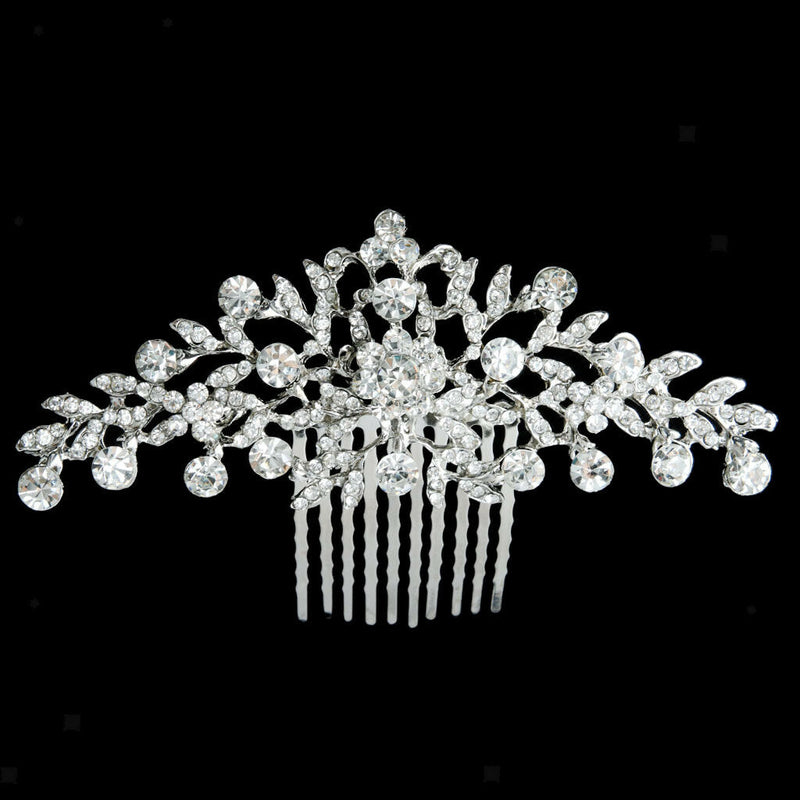Bridal Wedding Flower Diamante Crystal Rhinestone Women Hair Comb Headpiece