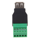 USB 2.0 Type A Female to 5 Pin Screw & Shield Terminal Connector Plug Converter