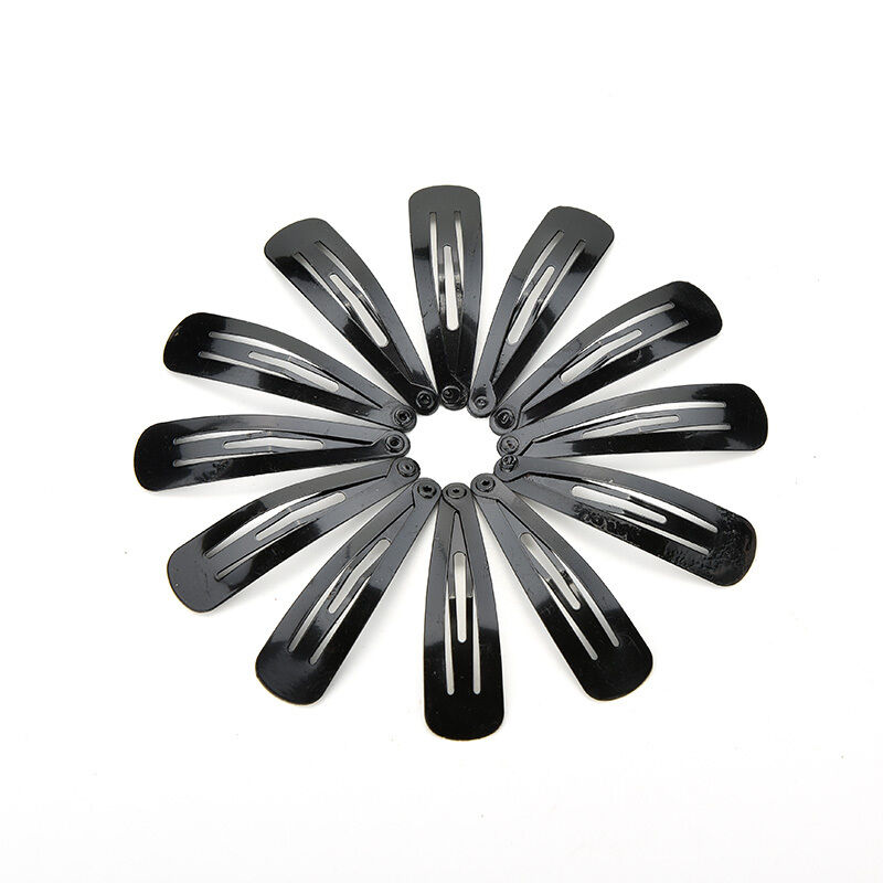 100 Pcs Girls Kids Hair Snap Clips Black Metal BB Hairclip Accessories 5cm S Nw