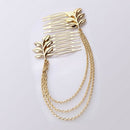 Fashion Women Metal Tassel Chain Hair Comb Bridal Leaf Headwear Jewelry Gifts