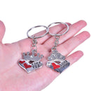 2Pcs Novelty Fashion Crown Love Heart Keyring Couple Keychain Key Ring Gift BX