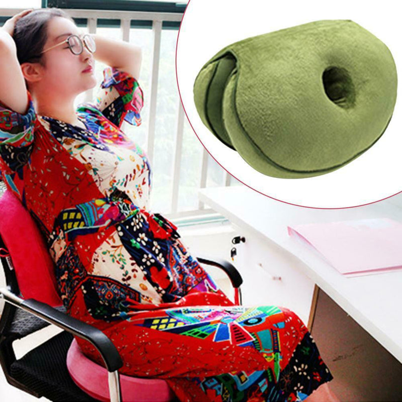 Dual Comfort Cushion Home Memory Foam Hip Lift Seat Cushions (Army Green)