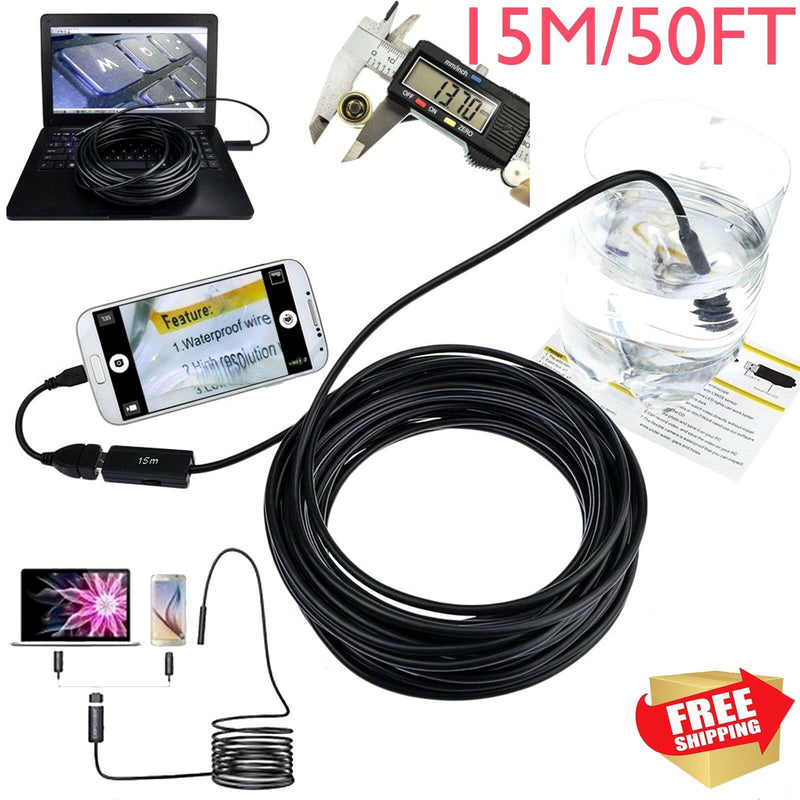 Pipe Inspection Camera Endoscope Video15m/50 Ft Sewer`Drain CleanerWaterproo Bj