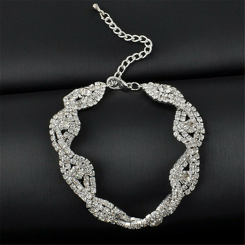 1* Elegant Women Crystal Rhinestone Infinity Bangle Bracelet Deluxe Jewelry Gift