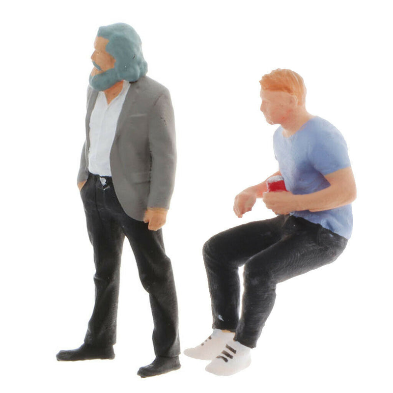 2Pcs 1/64 Mini Street Scenes People Street Park Garden Layout Diorama Decor