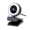 2K USB Webcam Auto Focus Computer Webcam PC Camera Web Cam w/ Ring Fill Light