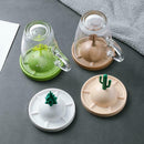 4pcs Sealed Cup Lid Cartoon Dustproof Bowl Cover Glass Mugs Drain Cups Cushion
