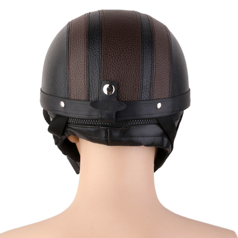 Motorcycle Motorbike Open Face Helmet Visor with Goggles - Brown