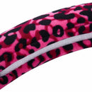 38cm leopard steering wheel cover in winter plush gear brake black/red