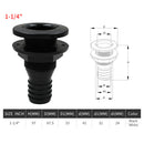 Black Plastic 1-1/4'' Marine Thru-Hull Connector Replacement Yacht Parts
