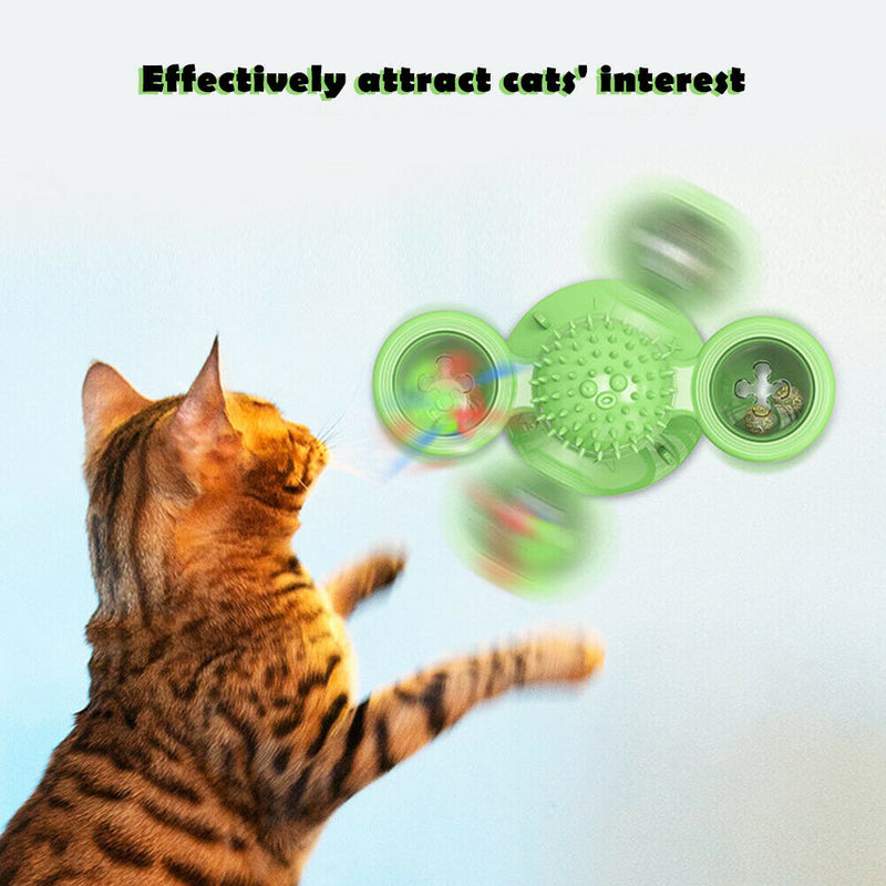 Cats Puzzle Turntable Windmill Ball Interactive Toys Pet Supplies (Green) A