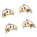 4Pieces Mini Bird Flower Birdcage Enamel Alloy Charms Pendant Jewelry Crafts