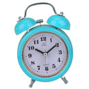 8cm Silent Bedside Clock Double Twin Bell Alarm Clock with Night Light Blue