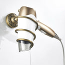 Spiral Blow Hair Dryer Stand Holder Wall Mounted Holder Rack Organizer Brass