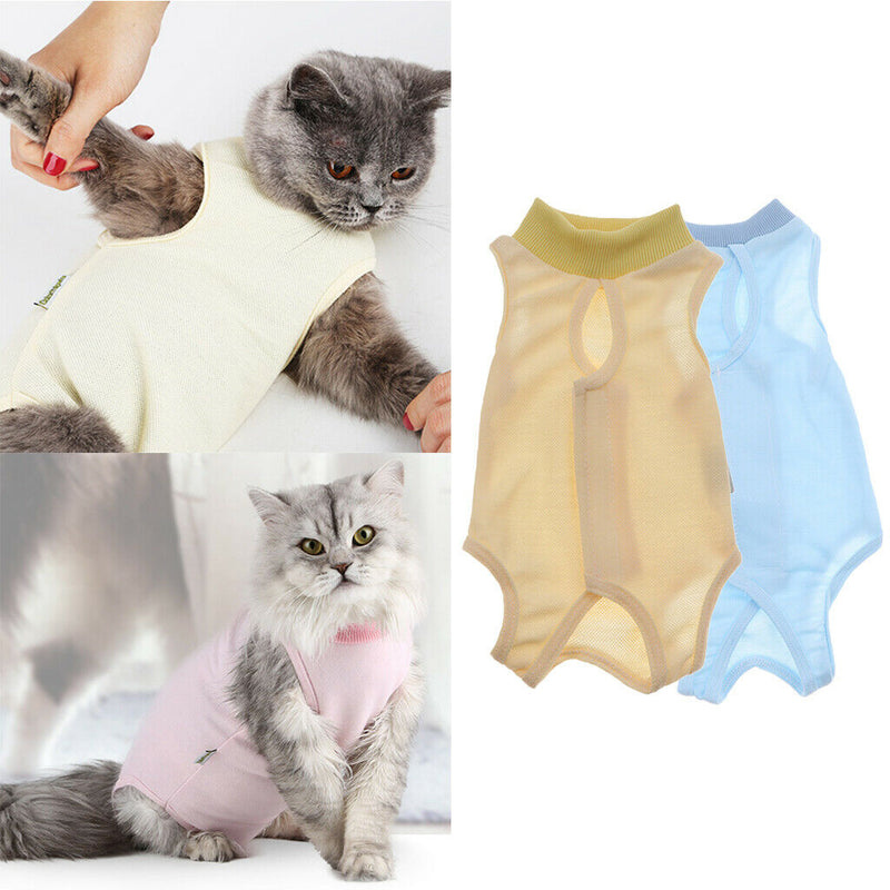 2 Pcs Cotton Breathable  Recovery Suit for Cats Dogs Blue/Yellow