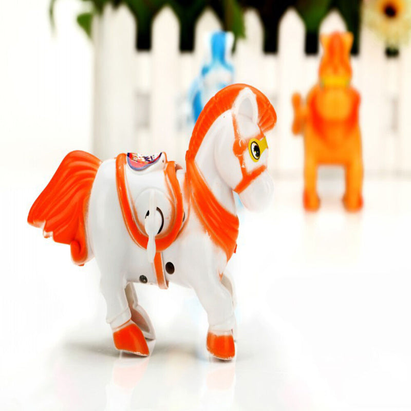 Wind Up Animal Running Moving Horse Classic Clockwork Plastic Kids Toys Gift JR