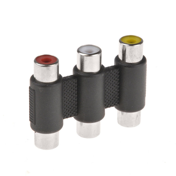 Female to Female Triple 3 RCA Jack Adapter Phono Coupler Audio Video Connector