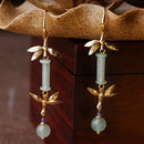 National Wind Earrings Retro Art Earrings Bamboo Knot Dongling Jade Earring