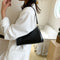 Retro Alligator Leather Handbag Women Pure Color Tote Shoulder Bag (Black)