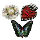 3Pcs Sequins Flower Butterfly Heart Patches Embroidery Applique For Clothes