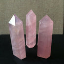 Pink Rose Quartz Crystal 100% Natural Rock clear Stone Point Healing Wand gift
