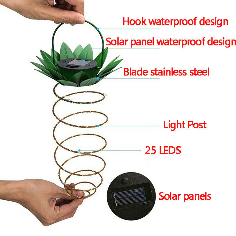 Led Garden Light Solar Lights Outdoor Decor Pineapple Hanging Fairy Lamp Wa D8S5
