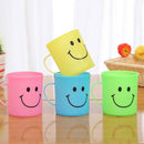 24x Kids Plastic Smiley Face Cups-Handled Mugs Camp/Travel Party Set