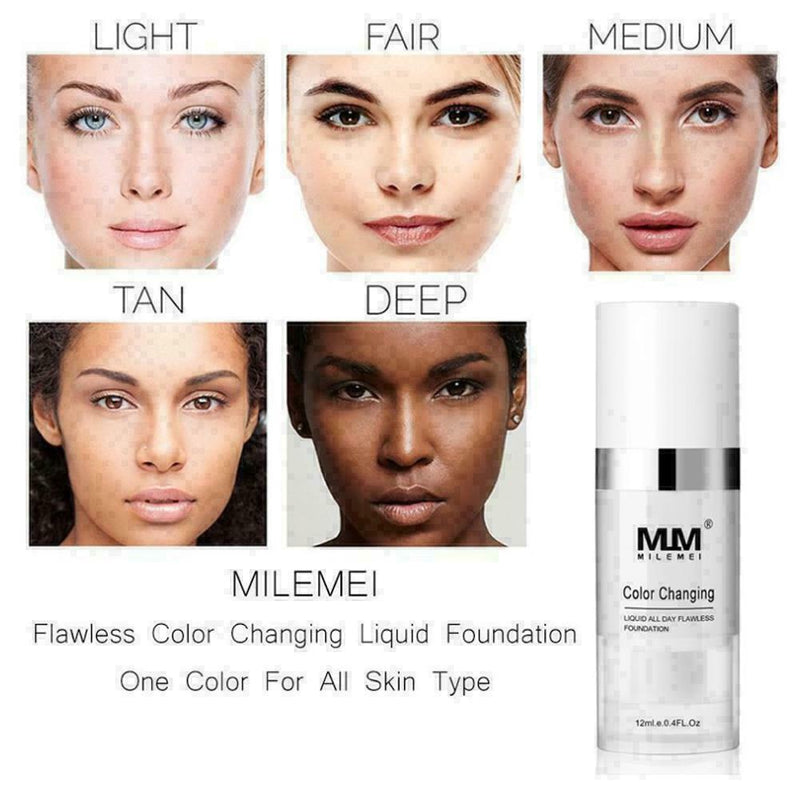 12ml Liquid Foundation Color Changing Makeup Base Nude Cover Concealer W7S5 L0L9