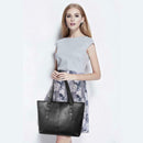 Solid Color Shoulder Handbags Women PU Leather Top-handle Bags Large Totes