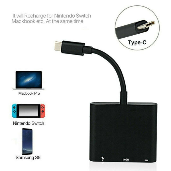 Type-C to 4K HDMI USB3.0 Charger HUB USB-C Converter Adapter For Nintendo Switch