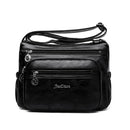 Retro Women Shoulder Bag Multi-zipper Big Capacity Crossbody Pouch (Black)