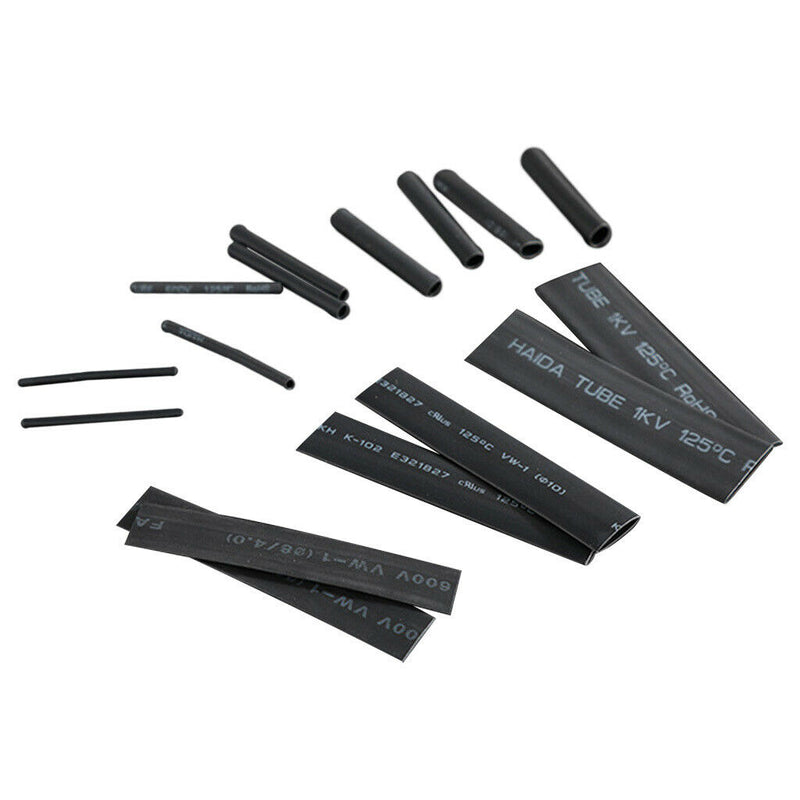 328x Black Weatherproof 2:1  Shrink Sleeving Tubing Tube Assortment Kit