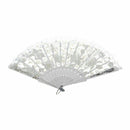 Chinese Dance Party Wedding Lace Flower Folding Hand Held Flower Fan White I2C8