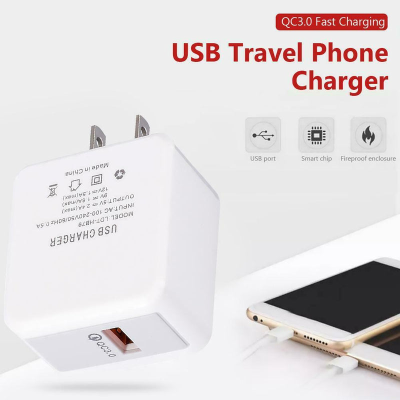Q1 Portable Single USB Travel Mobile Phone Charger QC3.0 Fast Charging Chargers