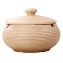 Ceramic Ashtray Cigarettes Ash Holder with Lid for Indoor or Outdoor Use-Beige