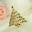 Fashion Cute Colorful Crystal Christmas Tree Brooch Pins Holiday Party Gifts