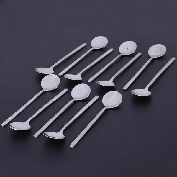 12pcs/Set Round Shape Coffee Spoon Stainless Steel Mini Teaspoons Sugar Des N3Z4