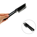 Portable Travel Folding Hair Brush With Mirror Compact Pocket Size Comb-Bla