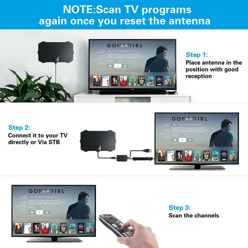 Amplifier 1080P Ultra Thin TV Antenna Home Free Channel Multi-directional HDTV