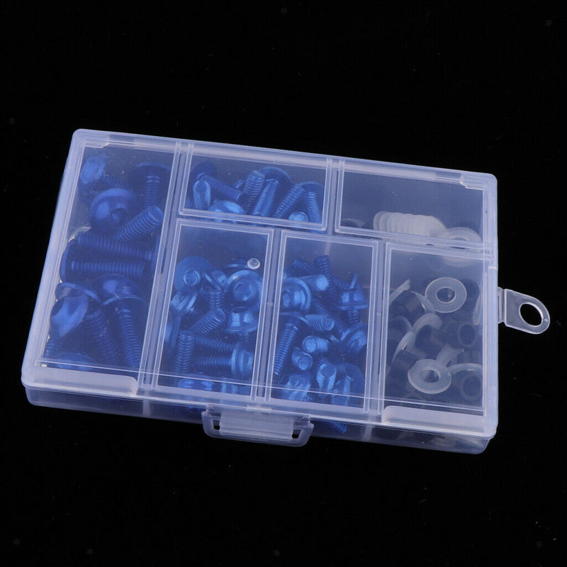 158 Pcs Motorcycle Metal Complete Fairing Bolt Kit Fastener Clips Screws -Blue