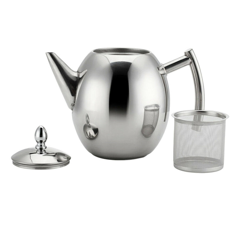 1.5L Stainless Steel Teapot Coffee Pot With Tea Leaf Strainer Infuser Filter
