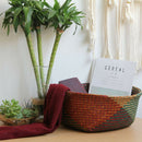 Seagrass Wicker Basket Flower Pot Folding Storage Basket Home Decor Red