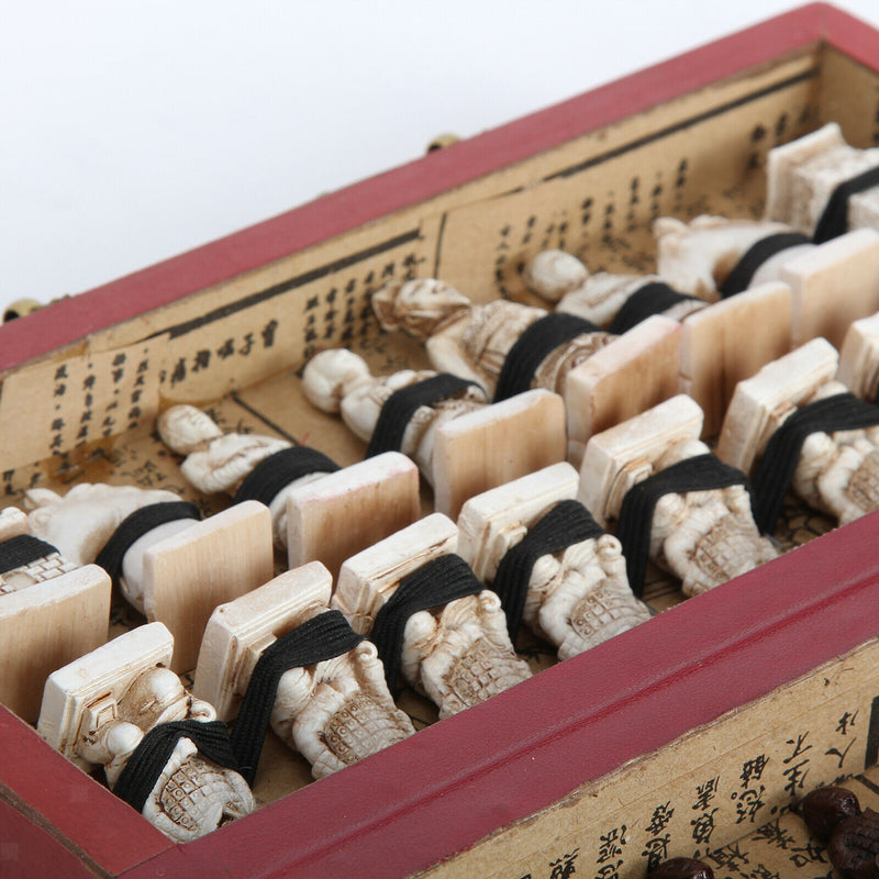 8"x8"Chinese Xi'an Terracotta Warriors Wooden Chess Carved Unique Collectible