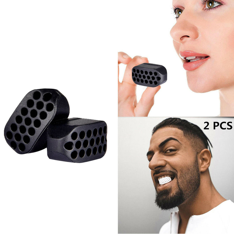 2Pcs Jaw Jawline Exerciser Exercise Ball Chisel Chin Look Younger Black