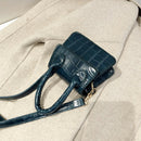 Retro Leather Women Shoulder Tote Bags Solid Mini Crossbody Handbag (Blue)