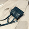 Retro Leather Women Shoulder Tote Bags Solid Mini Crossbody Handbag (Blue)