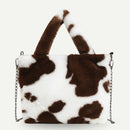 Plush Messenger Bag Women Winter Fashion Shoulder Fluffy Handbag (Brown)